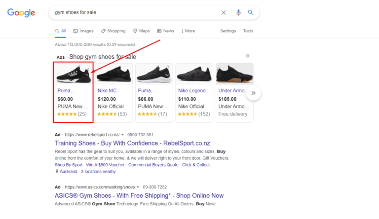 Google shopping ad example